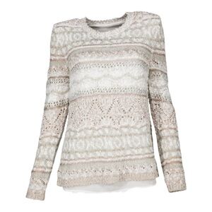 Bob Timberlake Size XXL Pointelle Open Back Long-Sleeve Sweater for Ladies